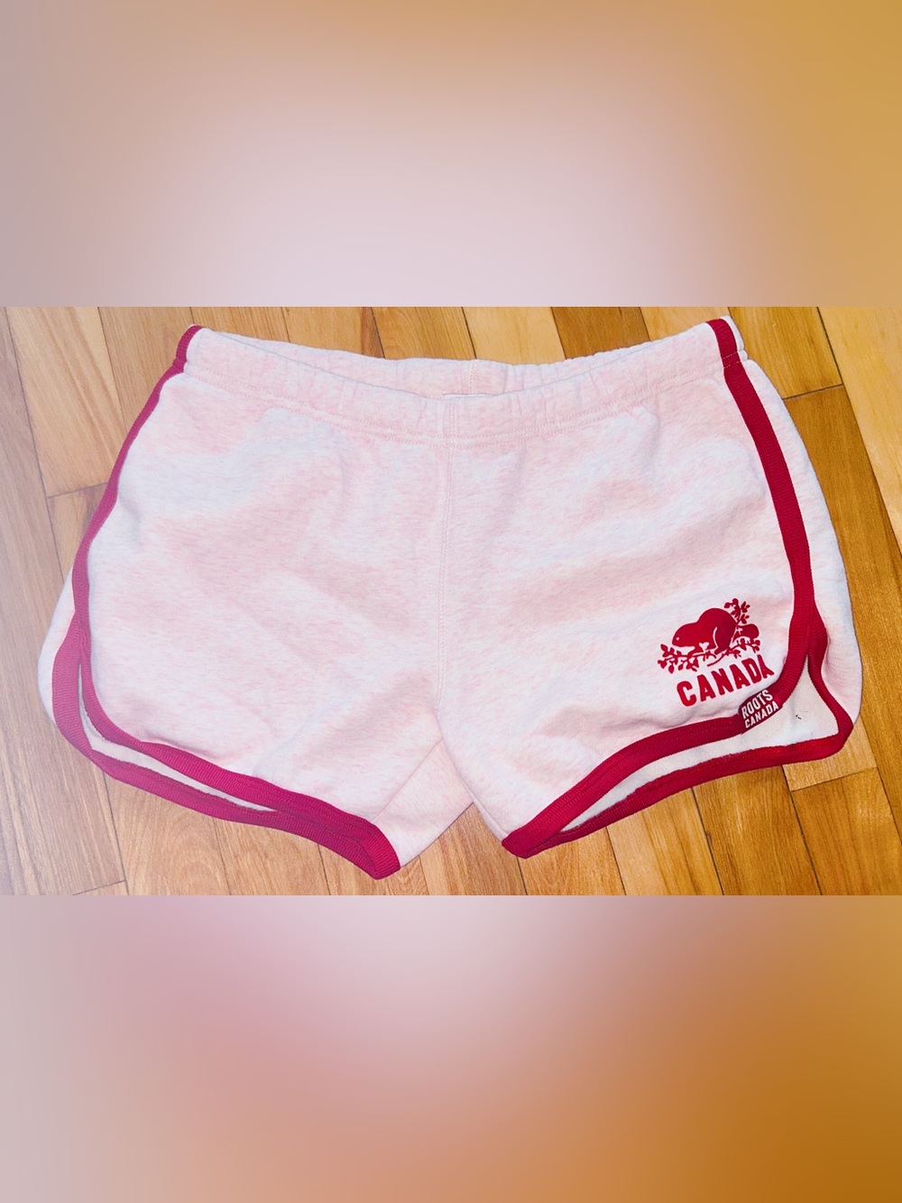 Roots Canada Graphic Pink Retro-Trim Women’s Shorts size S